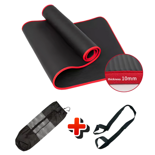 1/2 inches Extra Thick Exercise Yoga Mat with Bag and Carrying Strap, Non-Slip Eco Friendly, All-Purpose, High Density Anti-Tear Pilates Mat for Fitness and Gym Workouts, Black.