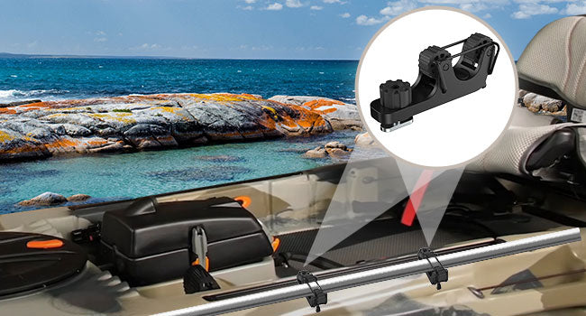 Kayak Paddle Holder Set - 2 Piece Track Mount Accessories for Standard Kayak Oars and Fishing Rails