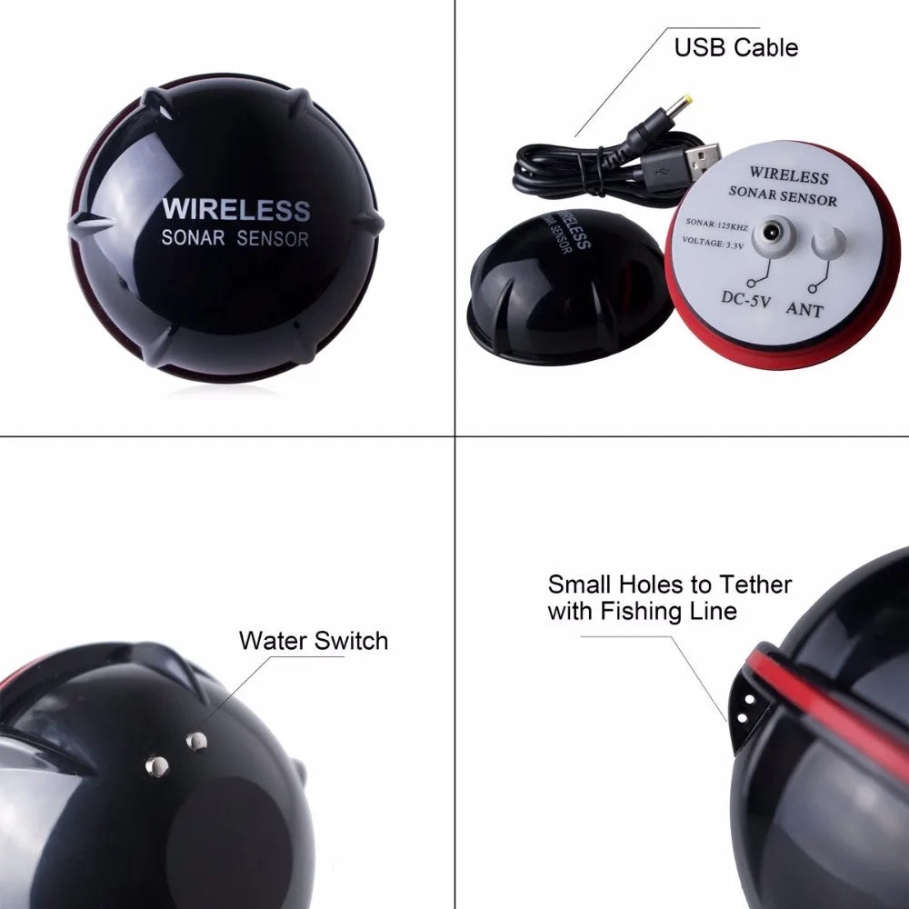 Portable Wireless Fish Finder - Sonar Echo Sounder Underwater Fishing Detector with Alert System