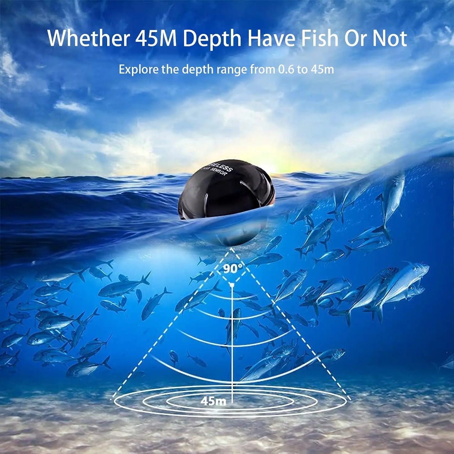 Portable Wireless Fish Finder - Sonar Echo Sounder Underwater Fishing Detector with Alert System