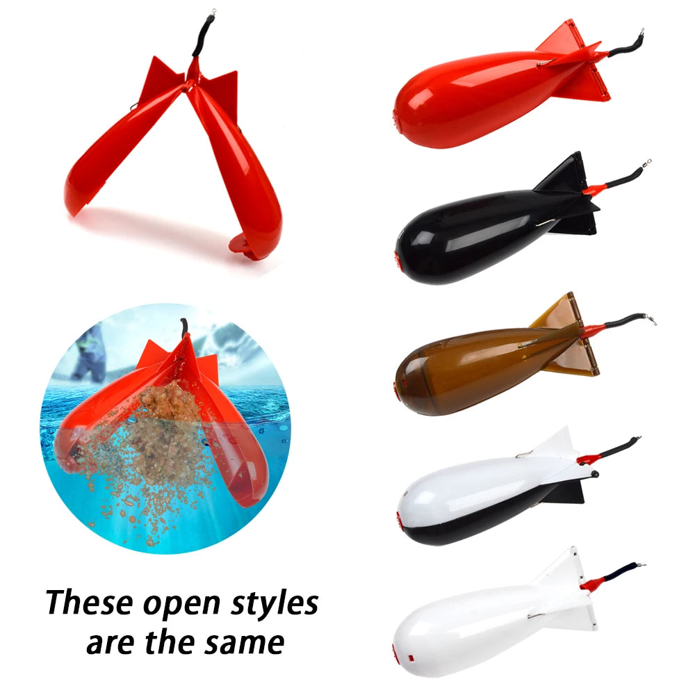 TOLU Rocket Feeder Set - Large & Small Spod Bomb Float Fishing Lure with Bait Holder - 2-Size Pellet Rocket Feeders for Precision Positioning