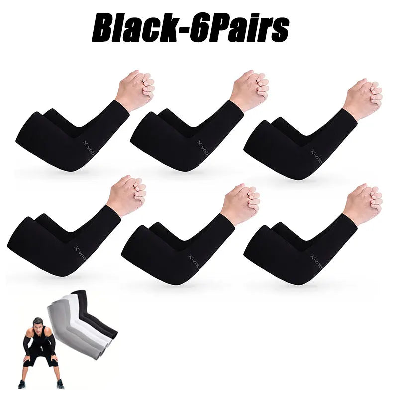 10 Pairs Summer Cycling Ice Silk Arm Sleeves - UV Protection Cooling Arm Covers for Running & Outdoor Sports - Fingerless Unisex