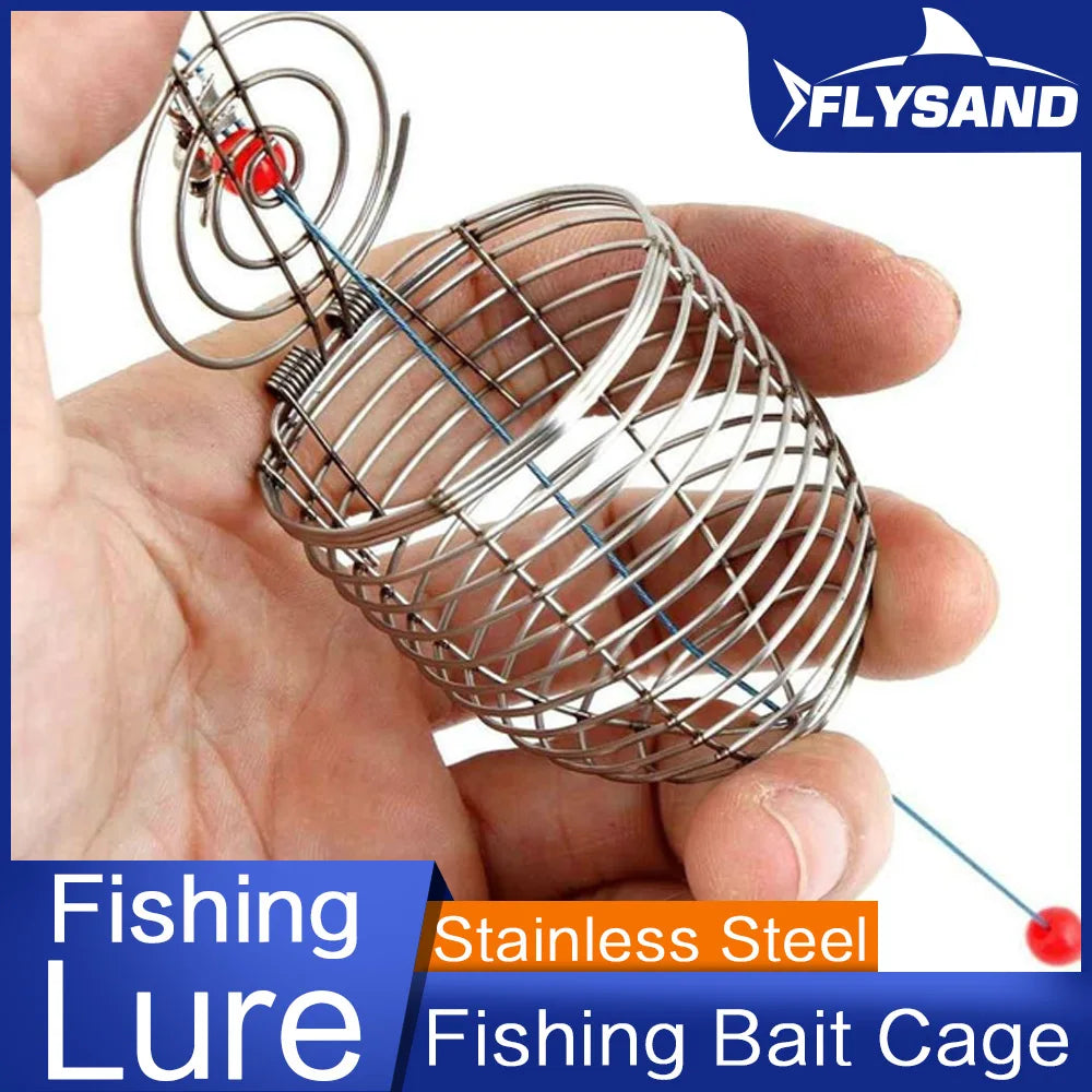 Stainless Steel Fishing Bait Cage Basket - Small Fish Feeder Holder for Carp Fishing Accessories