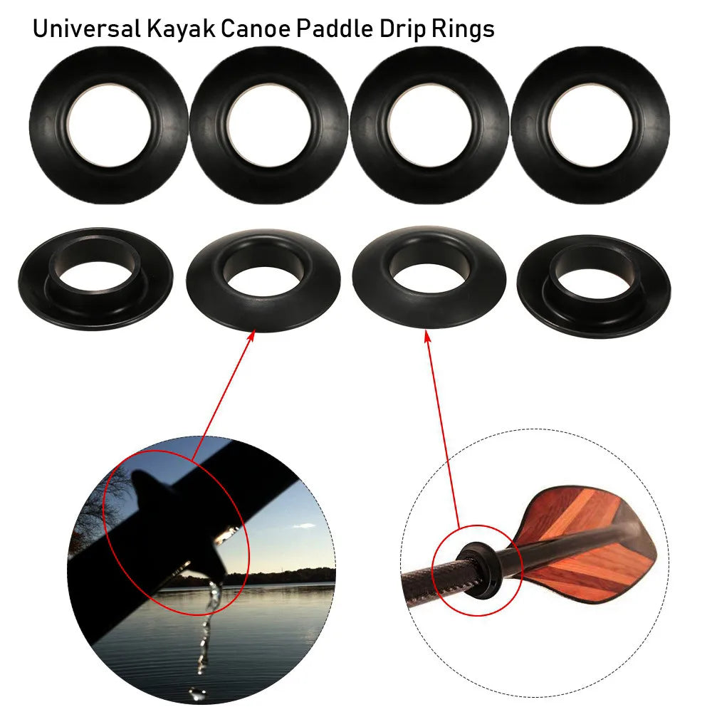 Universal Black Rubber Kayak Paddle Drip Ring - Splash Guard Replacement Part for Canoe Oar Accessories (1PC)