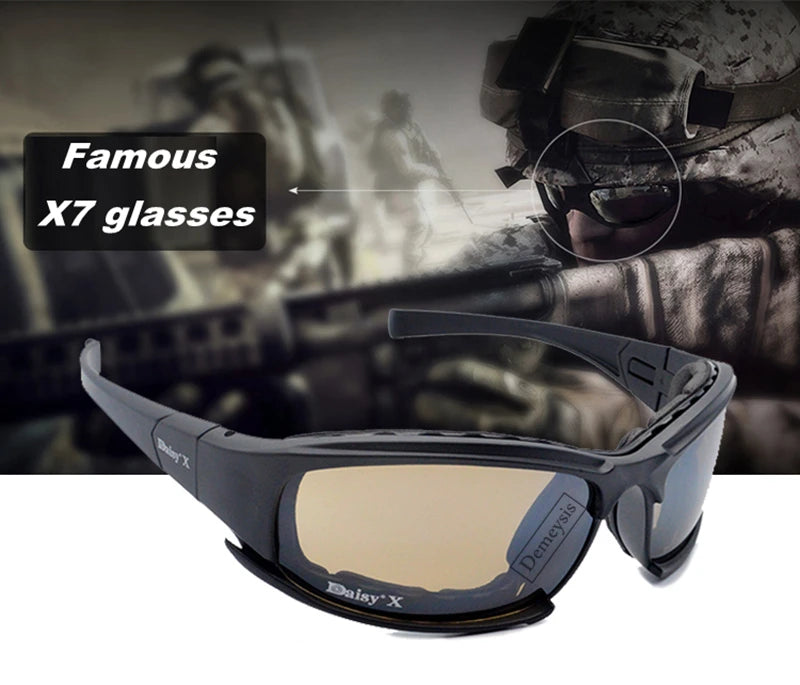 Tactical Polarized Sports Sunglasses - 4 Interchangeable Lenses Set with Original Box - Men's Shooting & Hiking Eyewear
