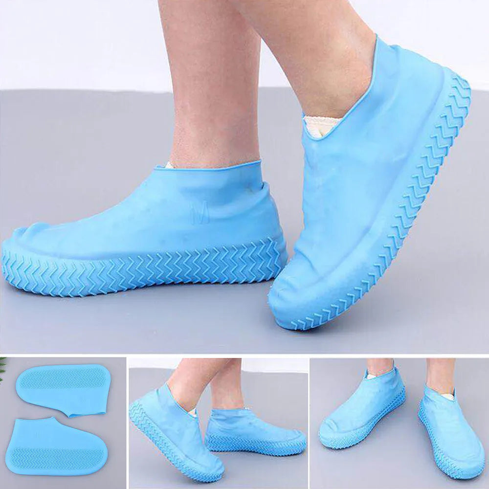 Waterproof Silicone Shoe Covers - 2 Pack Non-Slip High Elastic Wear-Resistant Unisex Rain Boot Covers for Outdoor Rainy Days Reusable