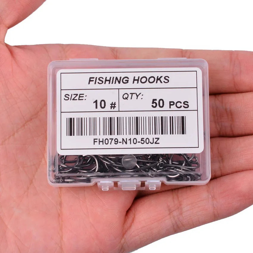 Japan Circle Eye Carp Fishing Hooks - Single Jig Hook Tackle (Size 2-22) - 50pcs/20pcs per Box