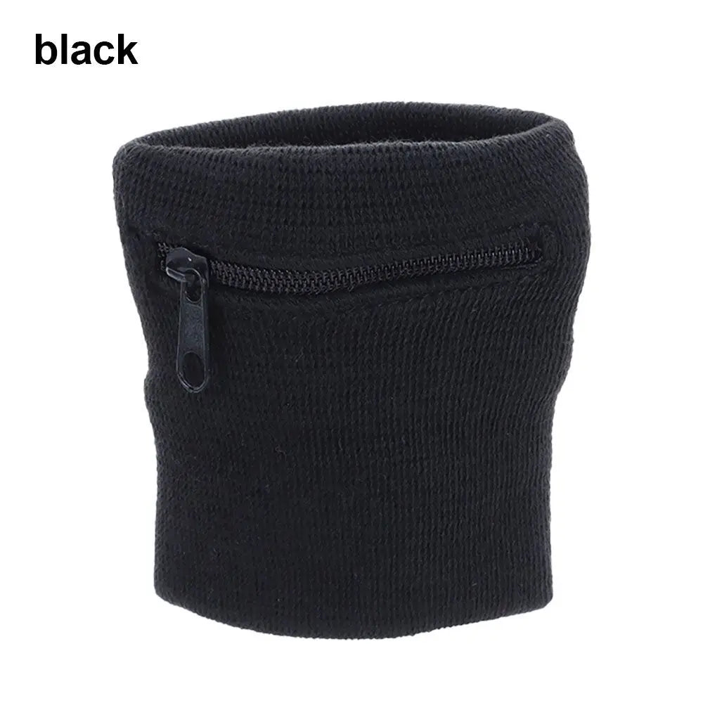 Sports Wristband with Zipper Pocket - Unisex Cotton Wrist Protection for Gym, Running & Cycling