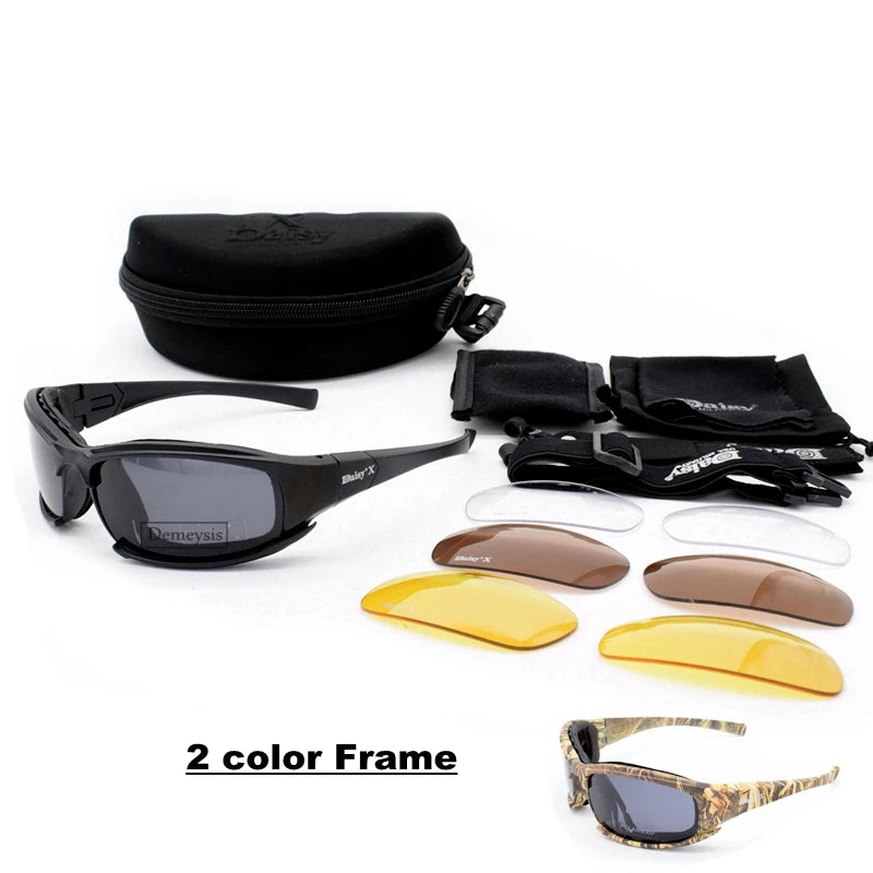 Tactical Polarized Sports Sunglasses - 4 Interchangeable Lenses Set with Original Box - Men's Shooting & Hiking Eyewear