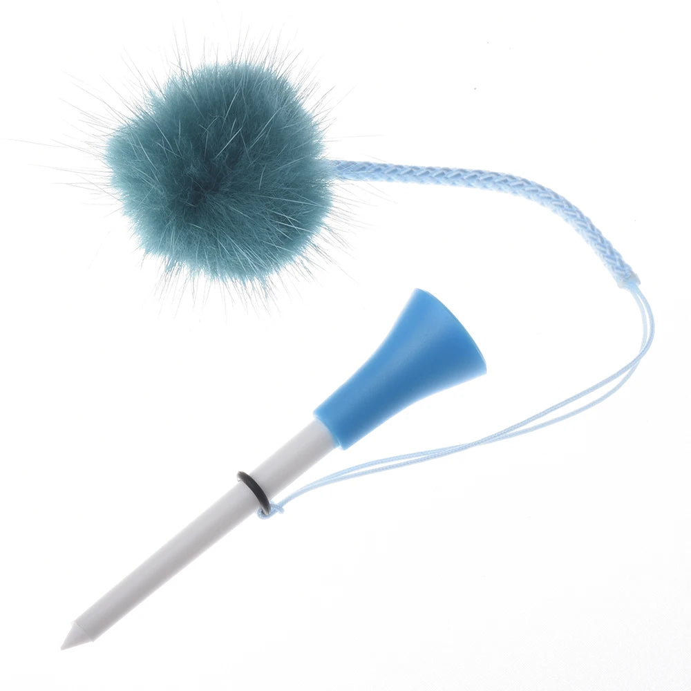Premium Golf Tee Set - 5 Colorful Rubber Tees with Anti-Loss Fur Ball Markers