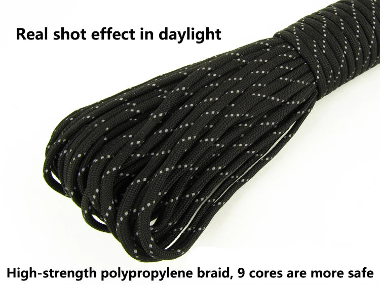 550 Paracord 7-Strand Reflective Military Tactical Rope - 4mm Parachute Cord for Camping, DIY Bracelets & Outdoor Gear