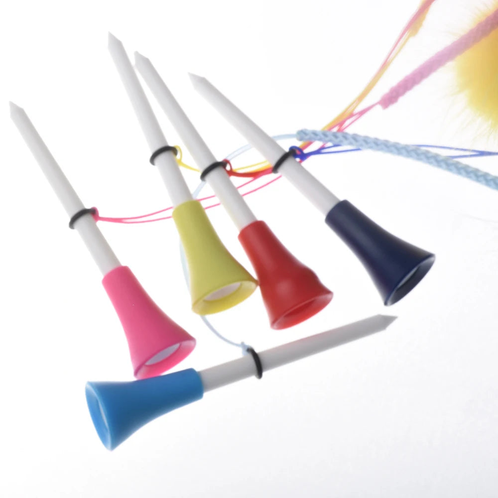 Premium Golf Tee Set - 5 Colorful Rubber Tees with Anti-Loss Fur Ball Markers
