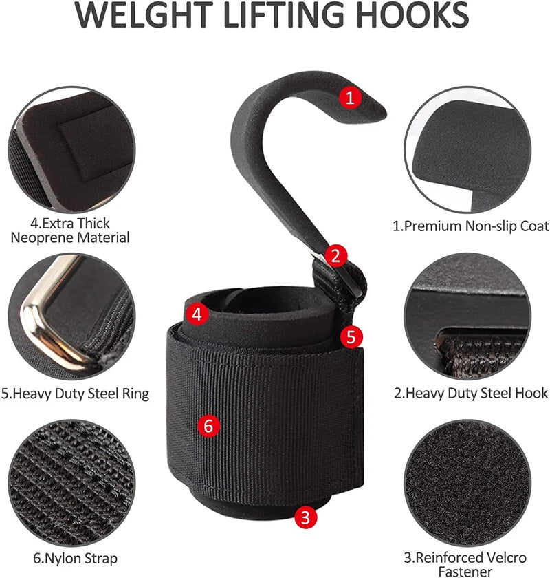 Professional Weight Lifting Hook Grips with Wrist Wraps