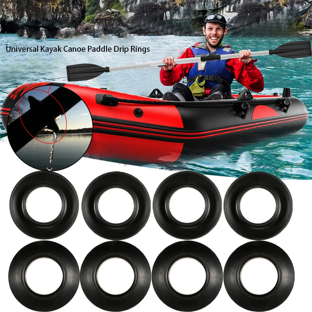 Universal Black Rubber Kayak Paddle Drip Ring - Splash Guard Replacement Part for Canoe Oar Accessories (1PC)