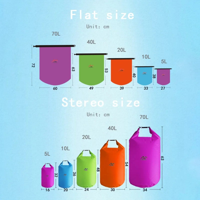 Waterproof Dry Bags for Outdoor Adventures - 5L/10L/20L/40L/70L