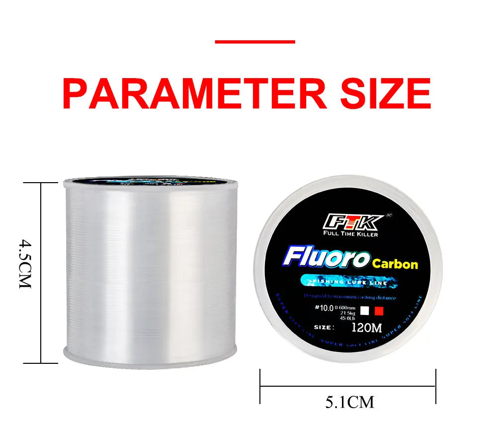 Premium Japanese Fluorocarbon Fishing Line - 120M Carbon Fiber Leader Wire - 0.20mm-0.60mm Diameter - 7.15LB-45LB Strength - Fast Sinking Lure Line