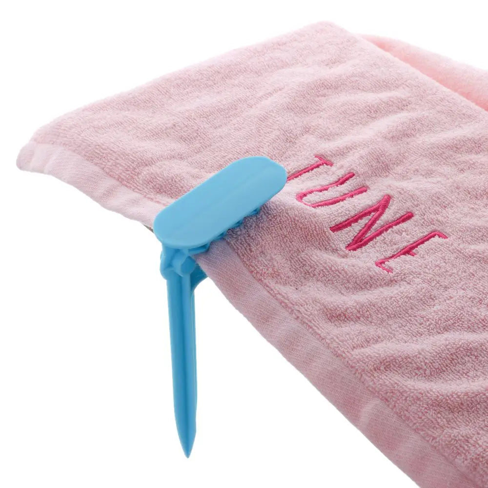 Beach Towel Clips Set - 4 Piece Outdoor Camping Mat Holders with Decorative Clothespins for Sheets, Towels & Tent Accessories