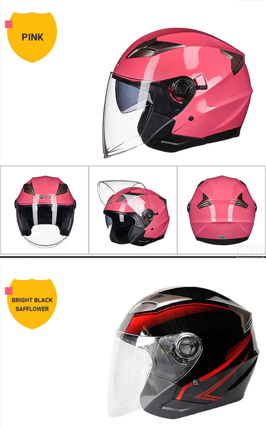 Half Face Motorcycle Helmet - Double Lens, Four Season, Unisex Street Fashion Safety Helmet