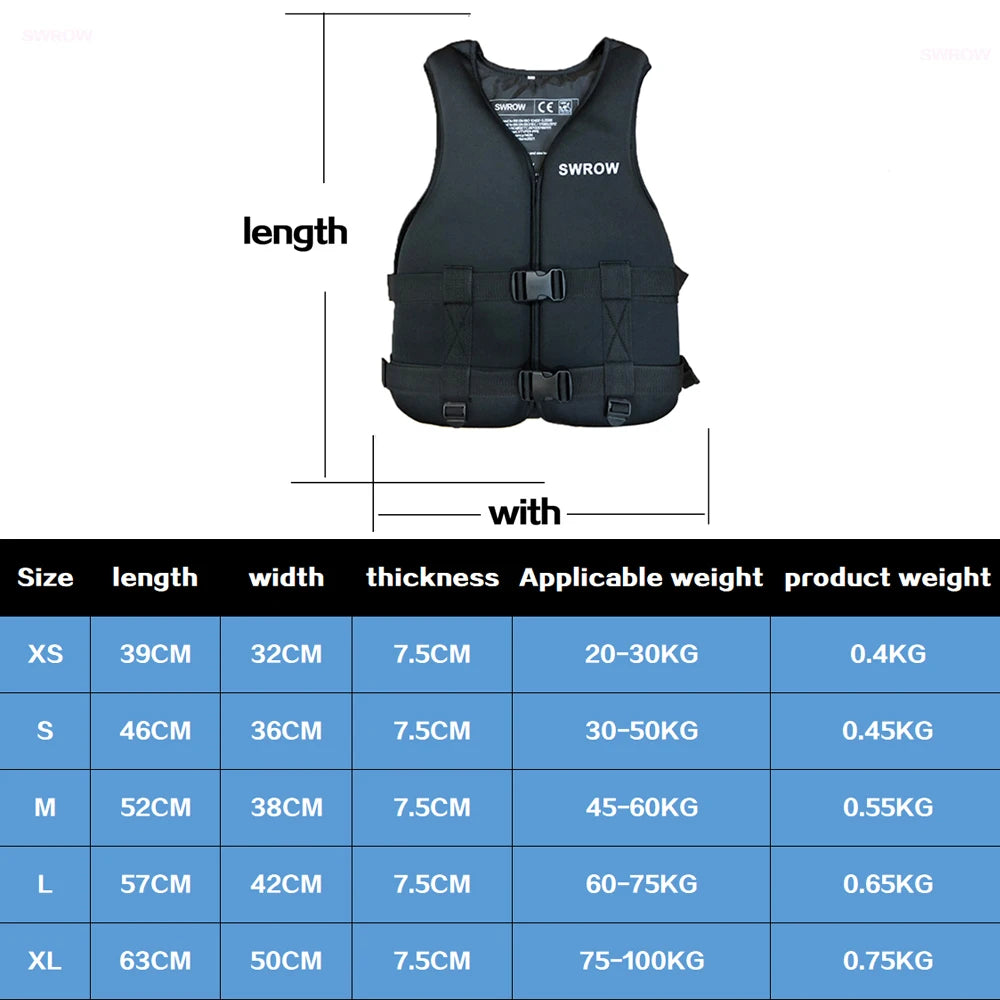 Adult & Children Neoprene Life Vest - Multi-Sport Buoyancy Jacket for Swimming, Boating, Skiing & Water Sports