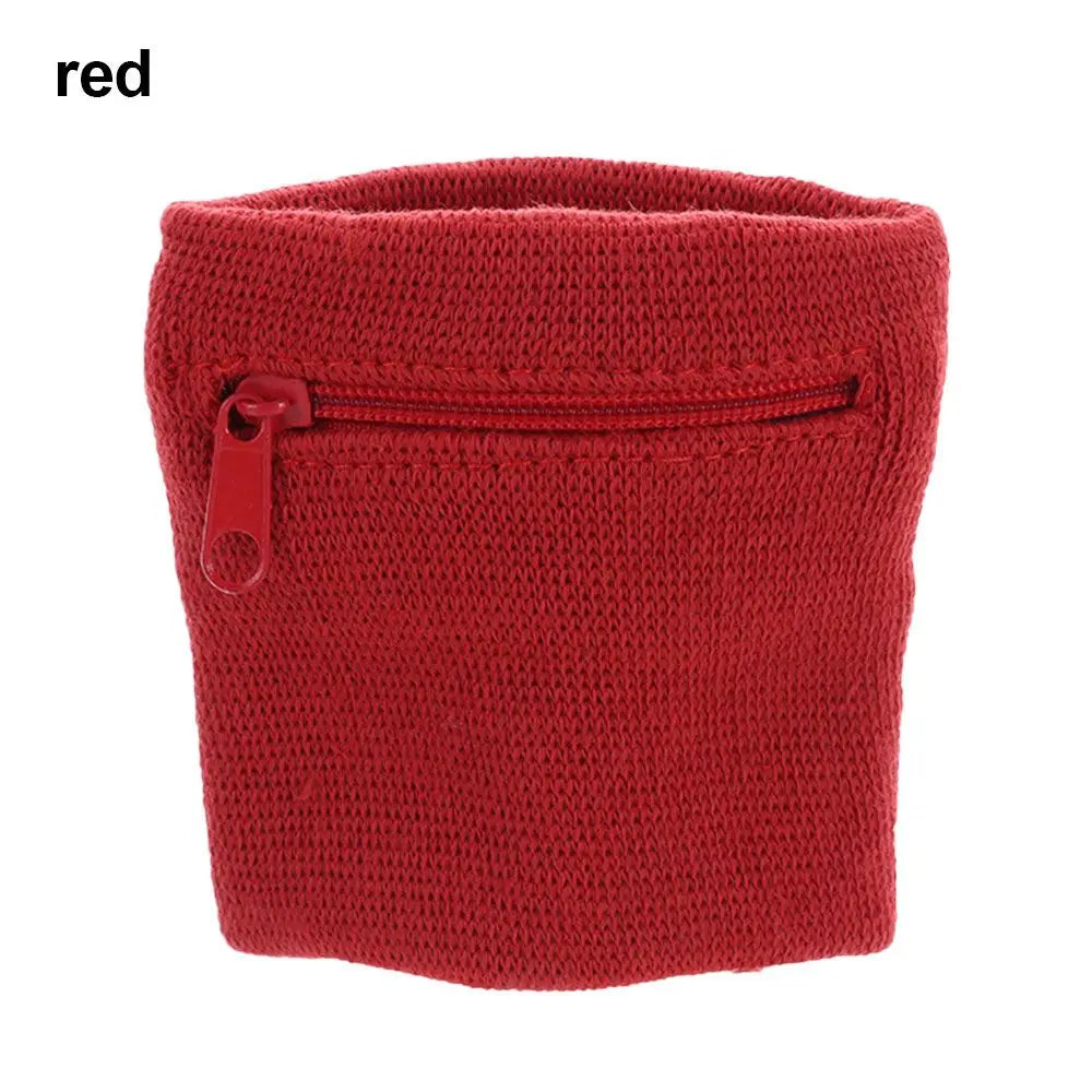 Sports Wristband with Zipper Pocket - Unisex Cotton Wrist Protection for Gym, Running & Cycling