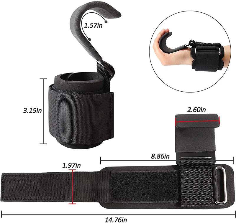 Professional Weight Lifting Hook Grips with Wrist Wraps