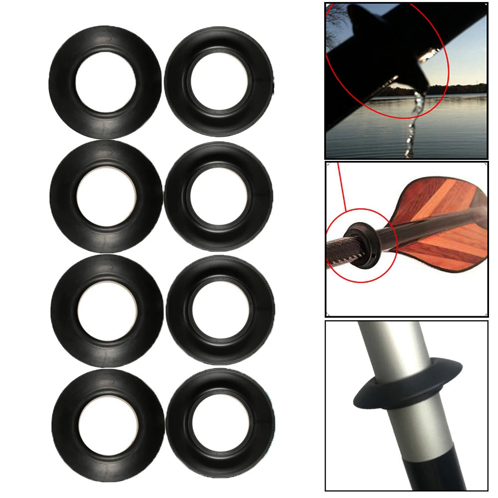 Universal Black Rubber Kayak Paddle Drip Ring - Splash Guard Replacement Part for Canoe Oar Accessories (1PC)