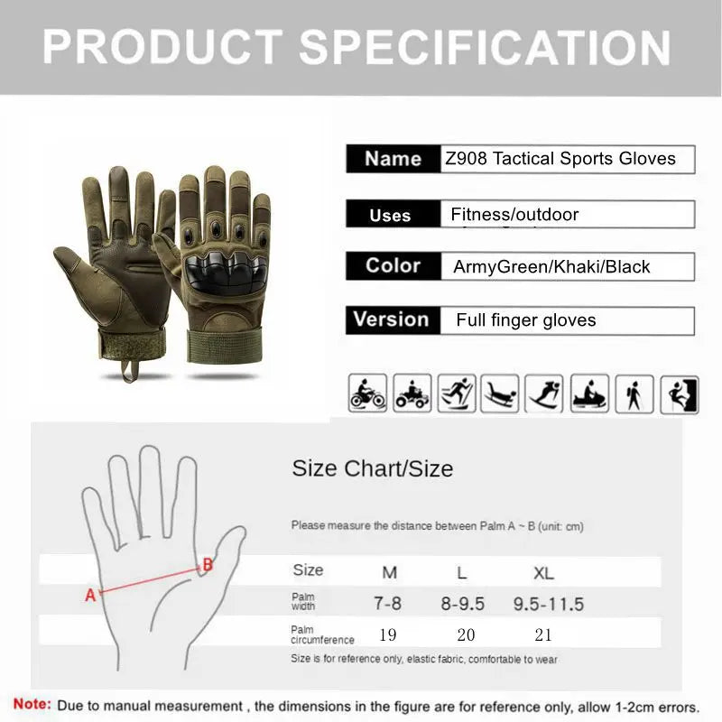 Tactical Touch Screen Gloves - Multi-Sport Protection for Motorcycle, Camping, Hiking, Rock Climbing, Hunting & Fitness