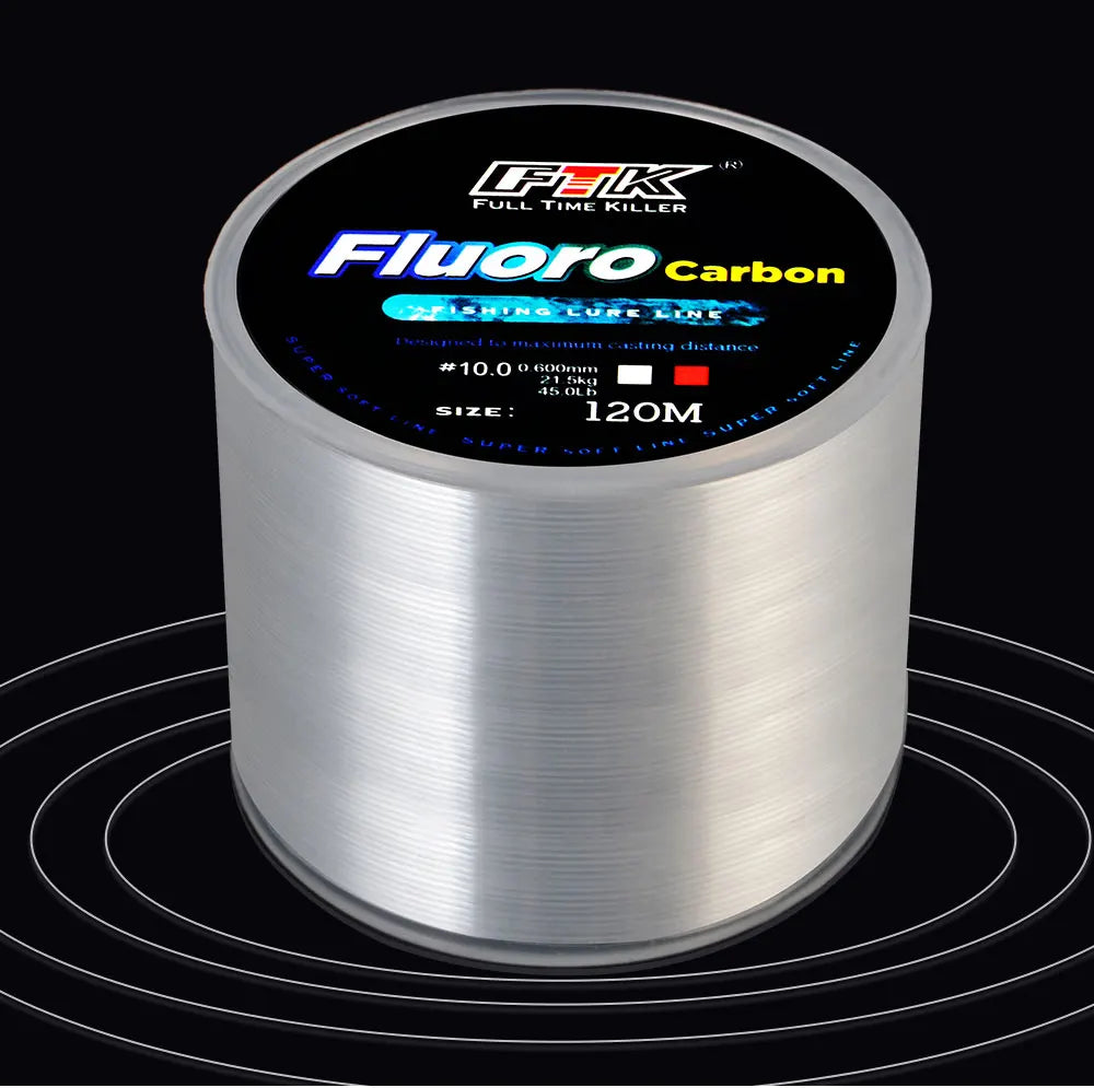Premium Japanese Fluorocarbon Fishing Line - 120M Carbon Fiber Leader Wire - 0.20mm-0.60mm Diameter - 7.15LB-45LB Strength - Fast Sinking Lure Line