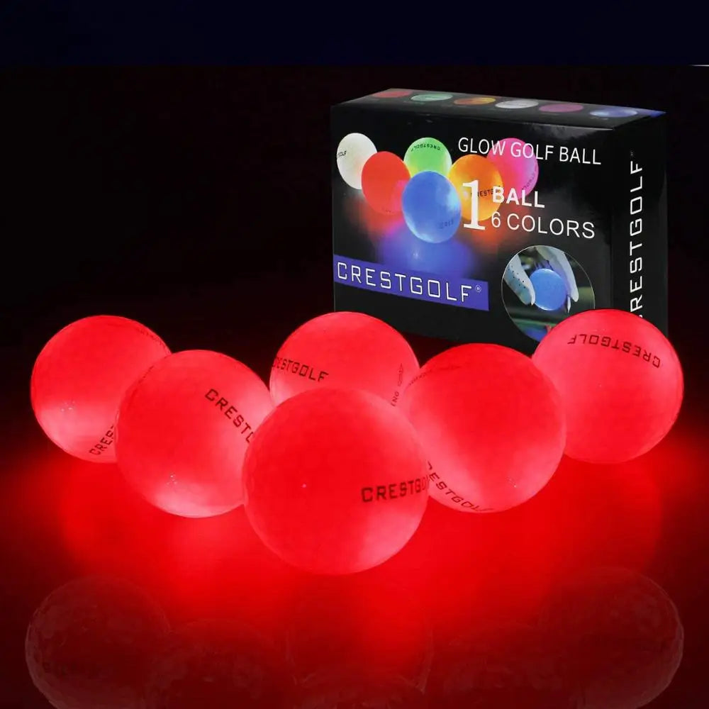 Crestgolf LED Golf Balls for Night Glow in The Dark Golf Ball with 4 Light Super Bright Six Colors Best Golf Gift for Golfers