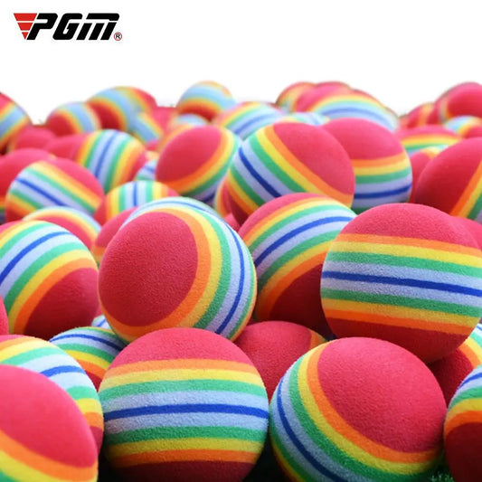 PGM Rainbow Stripe Foam Golf Practice Balls - 10 Pack, 38mm Indoor Training Aids