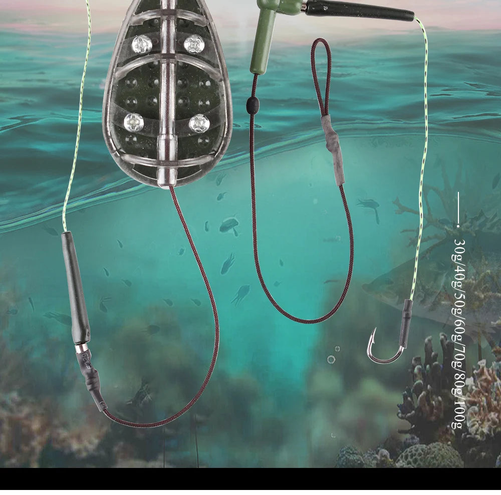 High Carbon Steel Carp Fishing Feeder Hook - Metal Bait Cage Line Group (30g-100g) - Artificial Lure Accessories