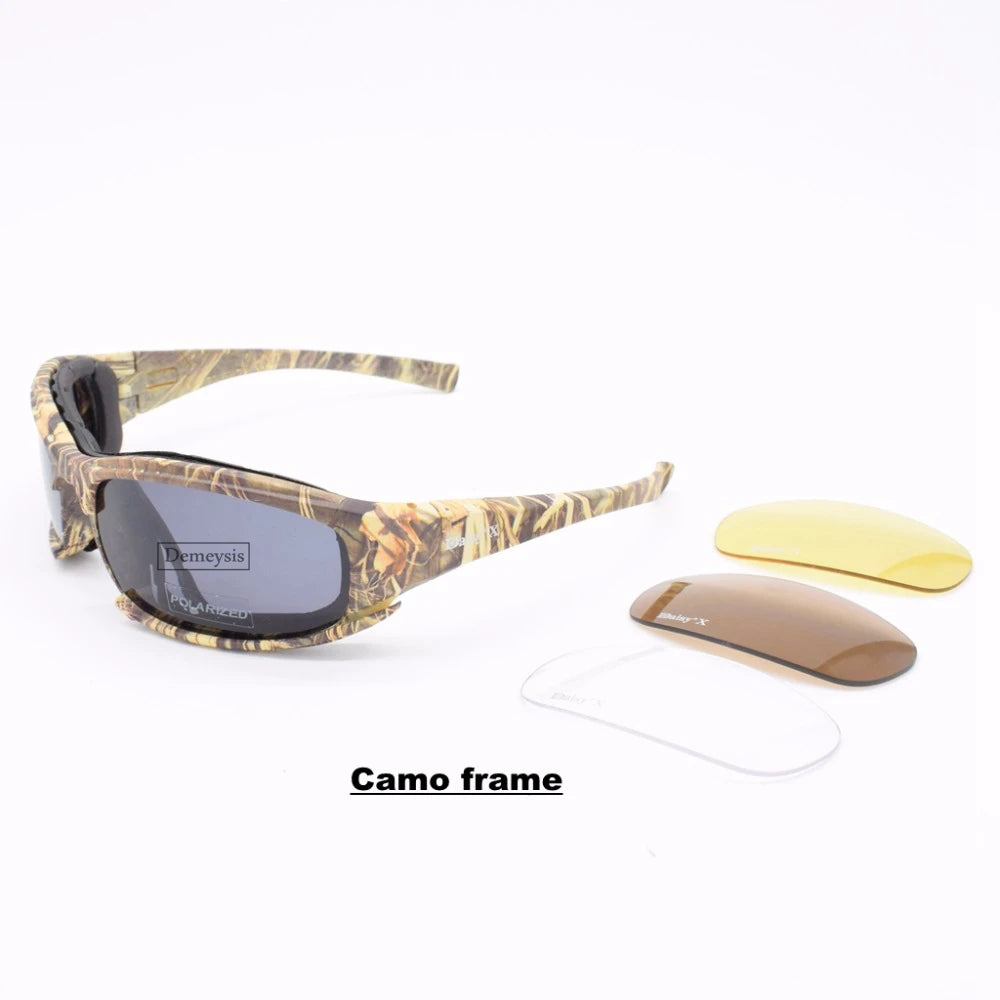 Tactical Polarized Sports Sunglasses - 4 Interchangeable Lenses Set with Original Box - Men's Shooting & Hiking Eyewear