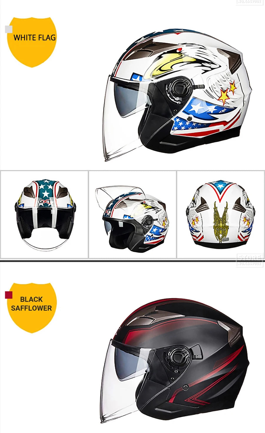 Half Face Motorcycle Helmet - Double Lens, Four Season, Unisex Street Fashion Safety Helmet