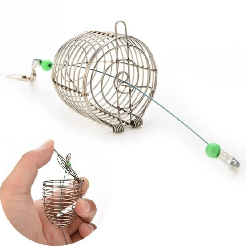 Stainless Steel Fishing Bait Cage Basket - Small Fish Feeder Holder for Carp Fishing Accessories