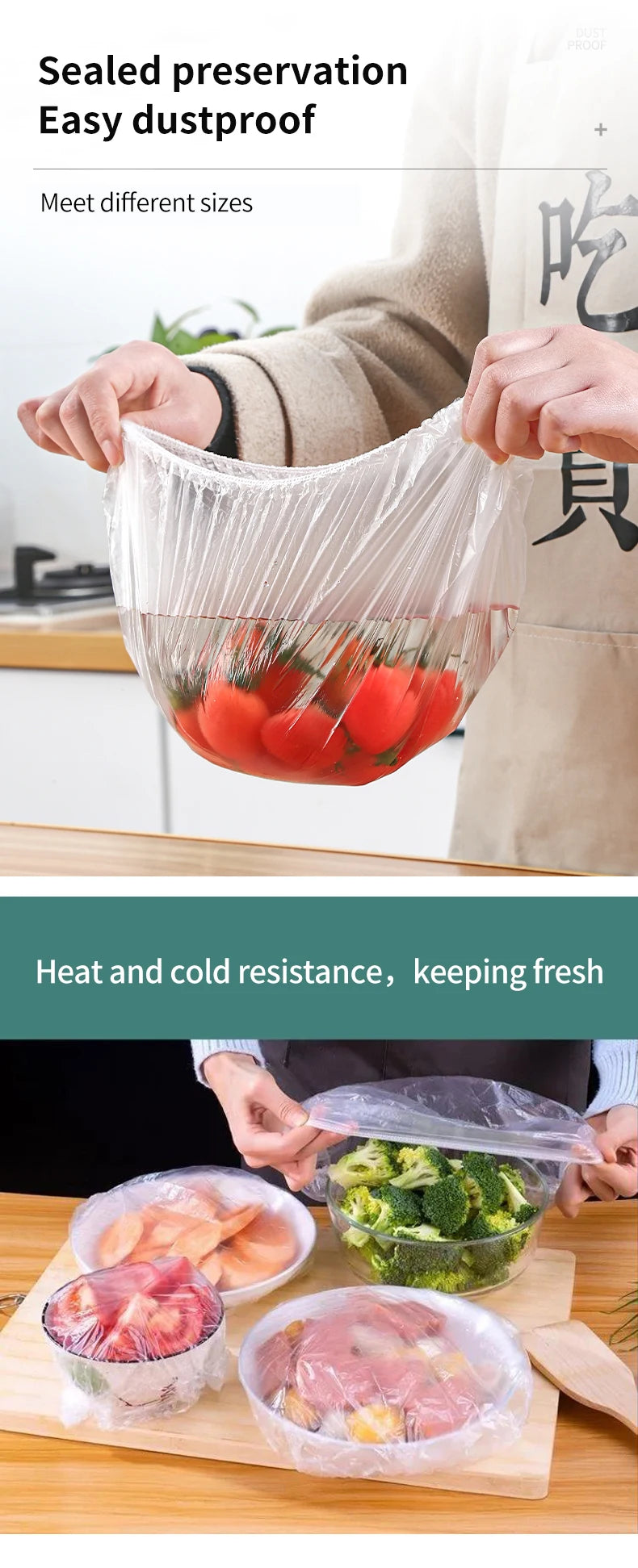 Elastic Food Storage Covers - Reusable Stretch Lids for Bowls & Plates, Durable Kitchen Food Saver Wraps