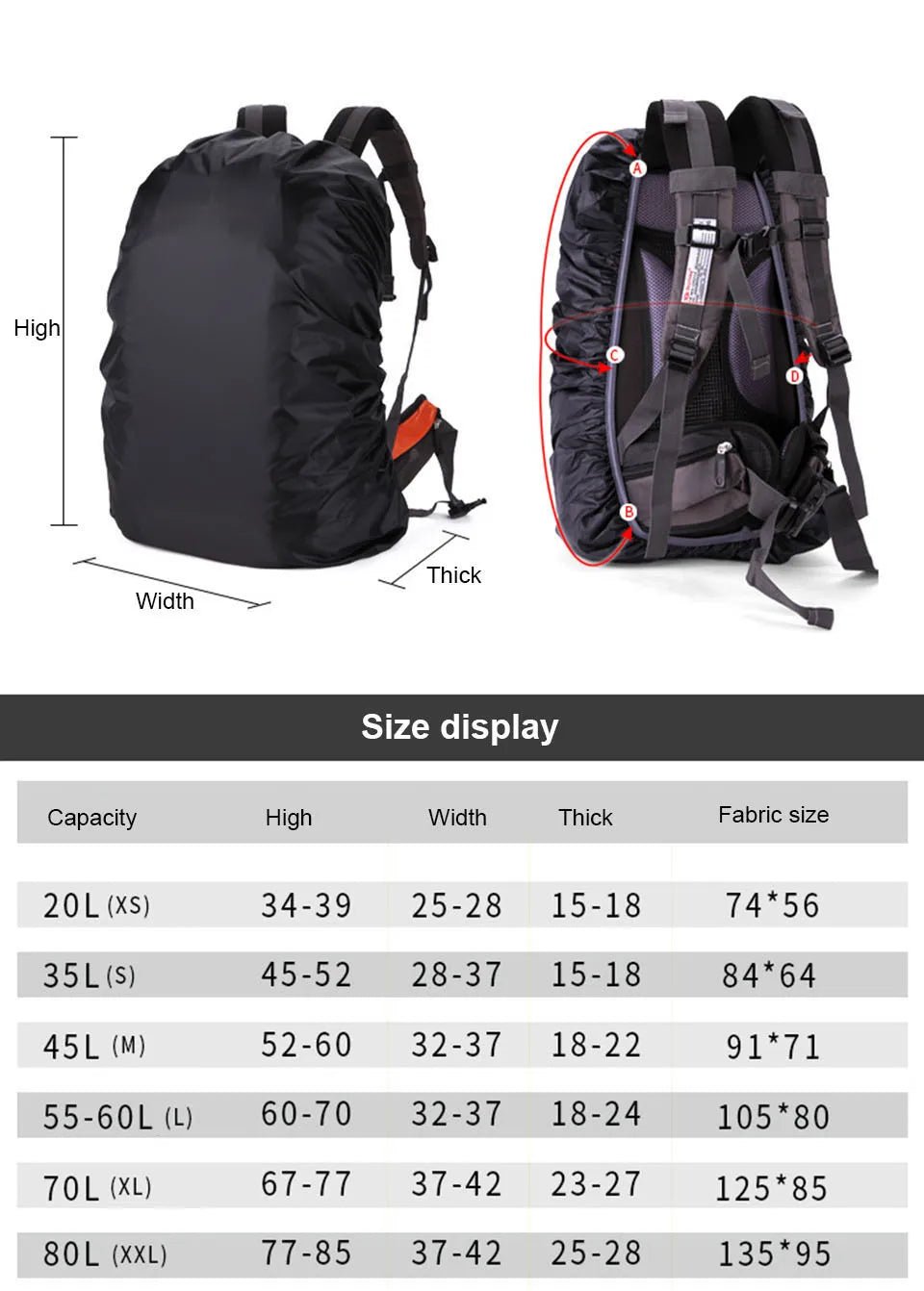 Waterproof Backpack Rain Cover - Dustproof Sun Protection Shield for Outdoor Camping Hiking