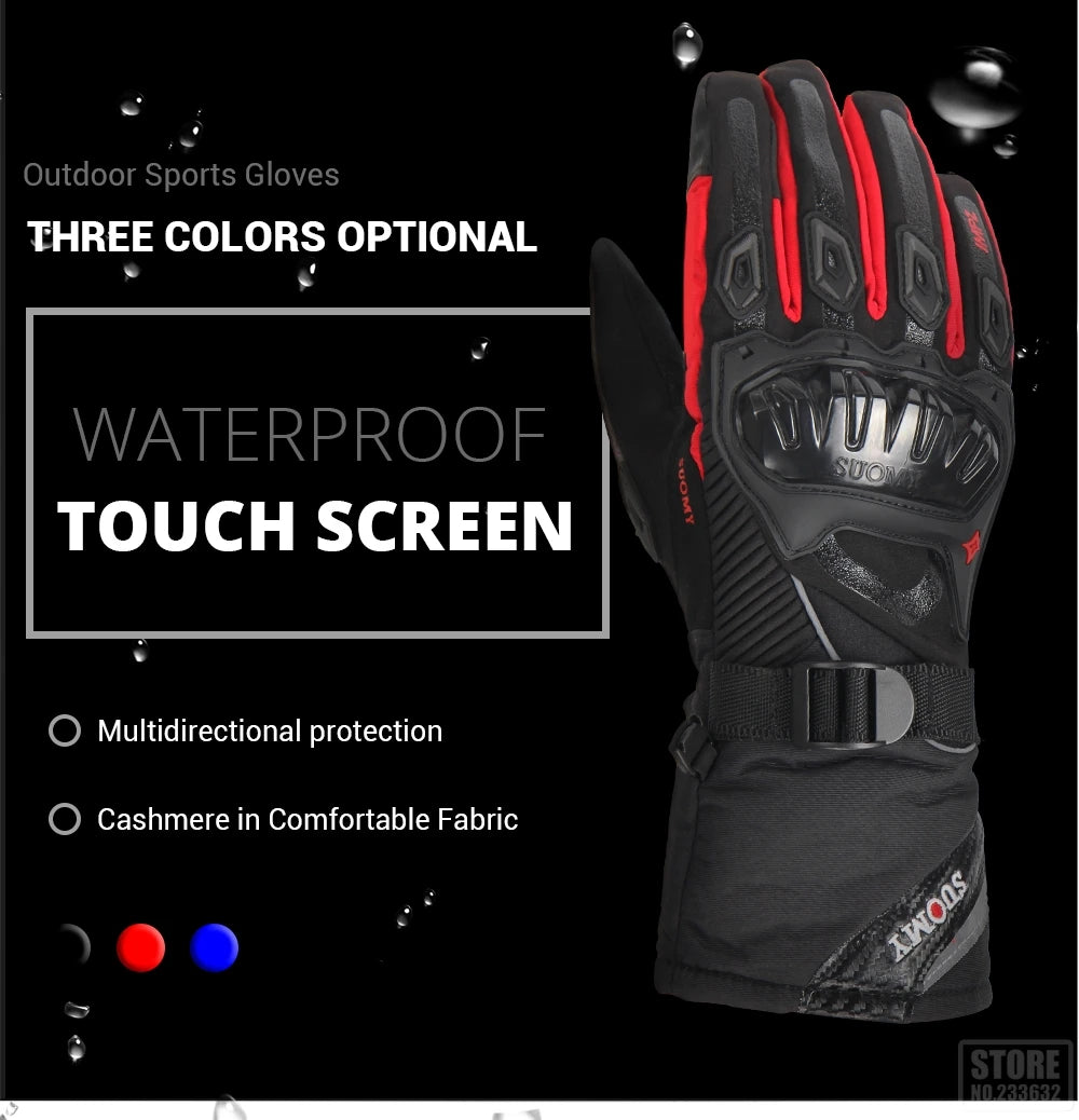 Winter Motorcycle Gloves - Windproof Waterproof Touch Screen Motocross Riding Gloves for Men