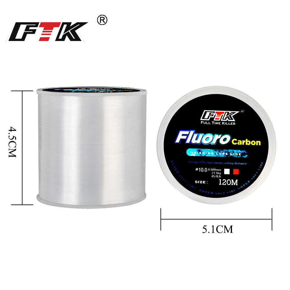 Premium Japanese Fluorocarbon Fishing Line - 120M Carbon Fiber Leader Wire - 0.20mm-0.60mm Diameter - 7.15LB-45LB Strength - Fast Sinking Lure Line