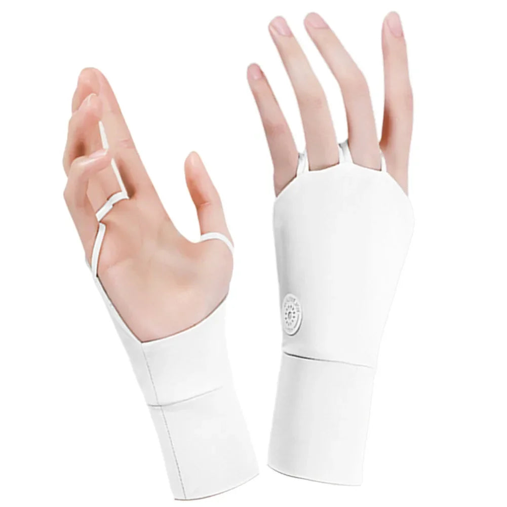 Women's Half-Finger Golf Gloves - UV Protection Ice Silk with Breathable Hollow Palm Design for Outdoor Sports
