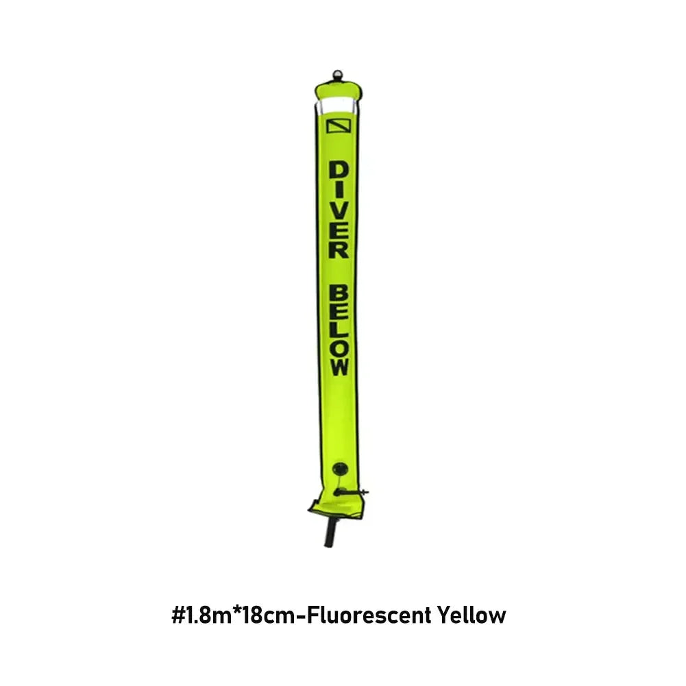 Professional Scuba Diving Safety Signal Tube - High Quality Inflatable Surface Marker Buoy (SMB) - 1.2M/1.5M/1.8M Diver Below Safety Sausage