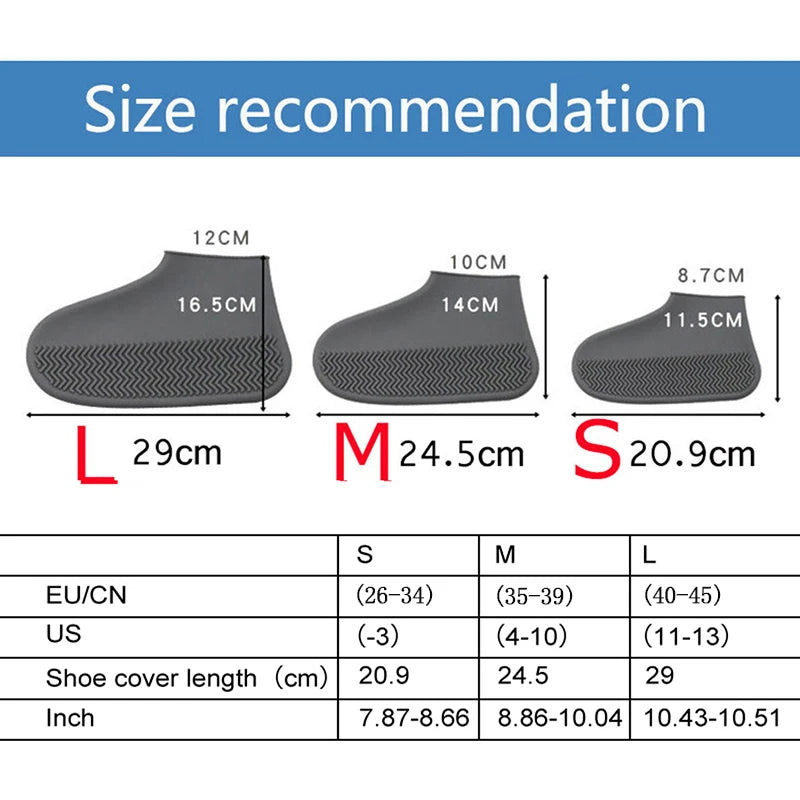 Waterproof Silicone Shoe Covers - 2 Pack Non-Slip High Elastic Wear-Resistant Unisex Rain Boot Covers for Outdoor Rainy Days Reusable