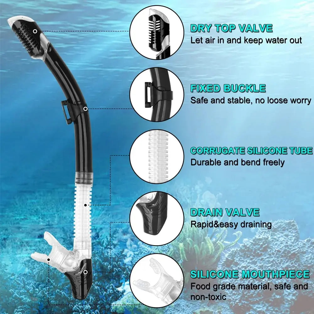 Professional Dry Snorkel Tube for Scuba Diving and Swimming