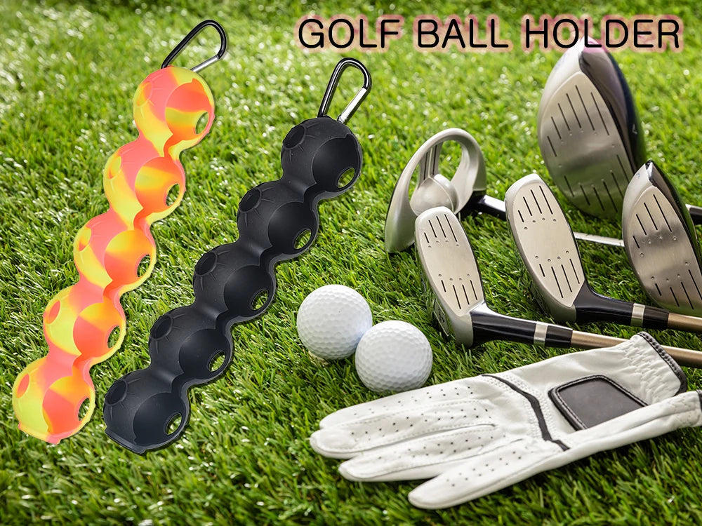 Portable Silicone Golf Ball Pouch - 5-Ball Capacity Carry Case with Hook - Essential Golf Accessories