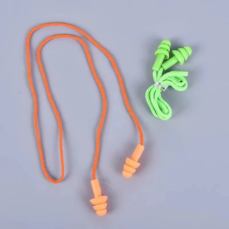 Silicone Swimming Earplugs with Rope - Noise Reduction Sleep Ear Plugs for Diving & Underwater Activities (1 Piece)
