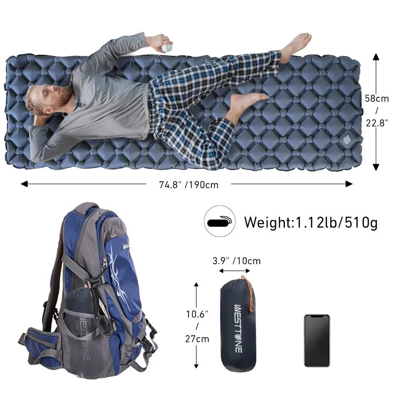 Ultralight Inflatable Camping Sleeping Pad - Portable Outdoor Air Mattress for Hiking and Travel