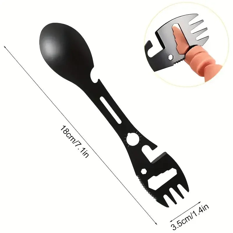 Multi-Tool Camping Utensil Set - Lightweight Fork, Spoon & Bottle Opener for Outdoor Survival