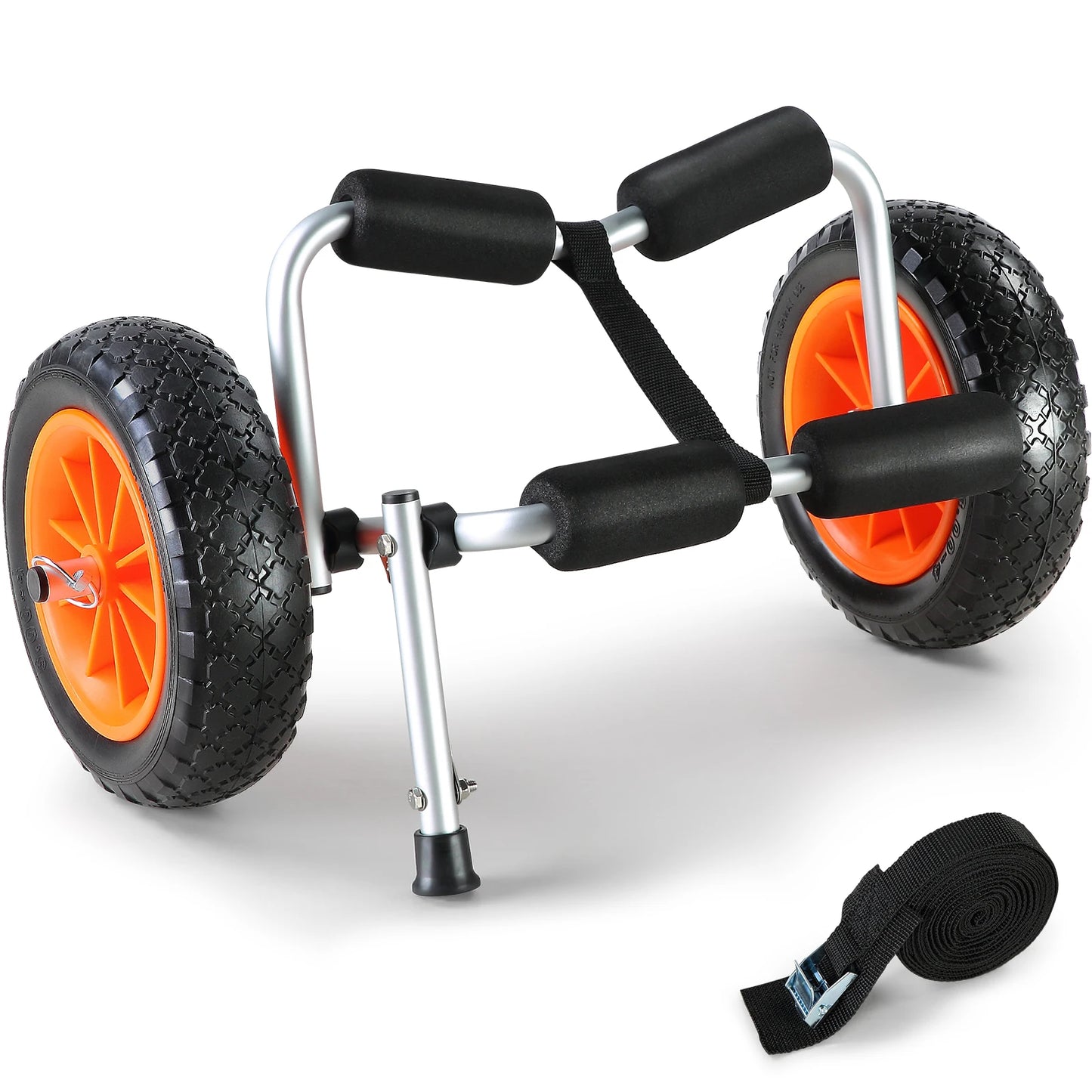 Foldable Kayak Transport Cart - 250lb Capacity with 10-Inch Tires & Support Foot for Canoes, Paddleboards, Float Mats & Jon Boats