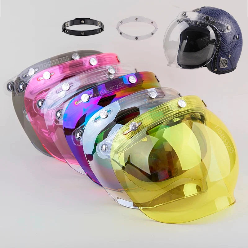 Retro Motorcycle Helmet Bubble Visor - Anti-Fog UV Protection HD Lens for Open Face Half Helmets