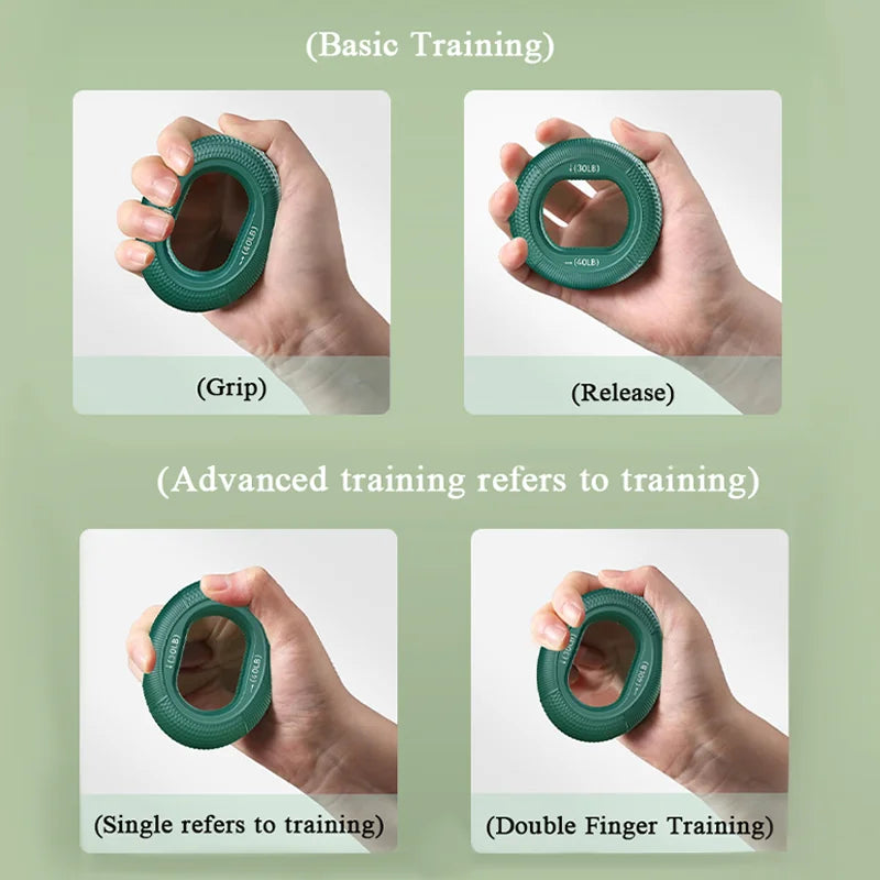 Hand Strengthener Finger Trainer Grip Ring - Silicone Exercise Equipment for Carpal Tunnel Relief - Workout Device