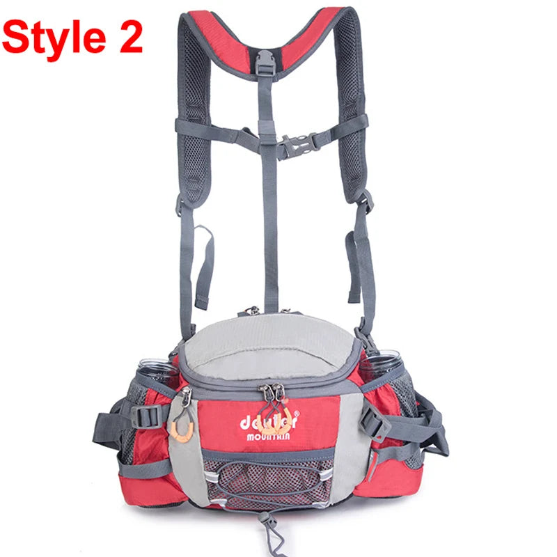 Men's Outdoor Sports Waist Bag - Multi-Purpose Hiking Backpack for Cycling, Camping, Climbing, Running with Water Bottle Holder - Bicycle Fanny Pack for Fishing